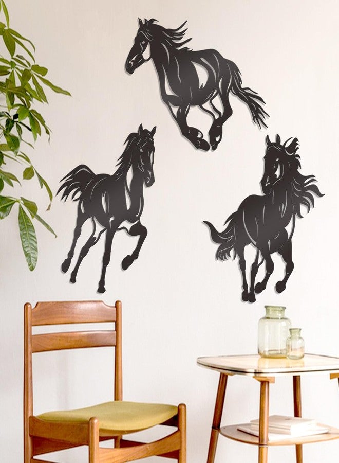Bnesi 3 Pcs Metal Horse Wall Art Running Wall Art Decor Western Wall Art Rustic Metal Bathroom Decoration Western Home Decor for Bedroom Living Room Bathroom (Horse) - Image 2